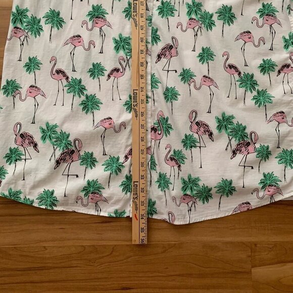 Tipsy Elves Button Up Shirt Men’s Size 2XL Flamingo Palm Trees White Tropical - Picture 4 of 9